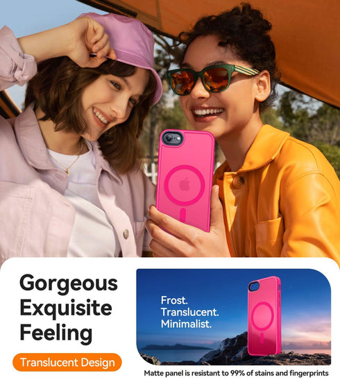CANSHN Magnetic Case for iPhone SE 2022/iPhone SE 2020/iPhone 8, Built in Magnets Compatible with MagSafe, Translucent Matte Back Phone Cover for ...