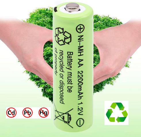 AA Batteries 2200mAh high capacity precharged NI-MH AA Rechargeable Batteries, 1.2V Double A Long Lasting for Toys, Remote controls, Hand held gam...