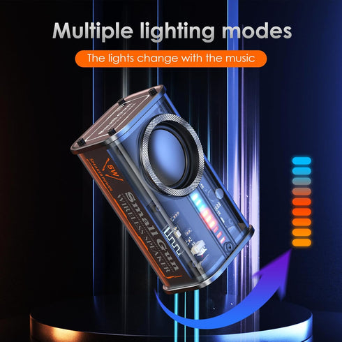 Portable Bluetooth Speaker with Lights, Transparent Wireless Mini Bluetooth Speaker with TWS, Perfect Small Speaker HD Sound and Bass for Office, ...