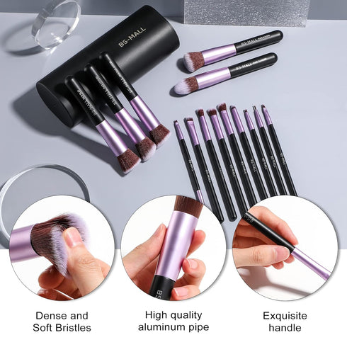 BS-MALL Makeup Brushes Premium Synthetic Foundation Powder Concealers Eye Shadows 14 Pcs Purple...