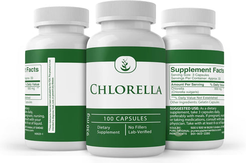 Pure Original Ingredients Chlorella, (100 Capsules) Always Pure, No Additives Or Fillers, Lab Verified...