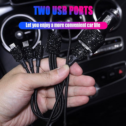 Bling Dual USB Car Charger Adapter, 18W Output Handcrafted Rhinestones Crystal QC3.0 Fast Charging Adapter for iPhone 13/12/12 Pro Max/XS, Samsung...