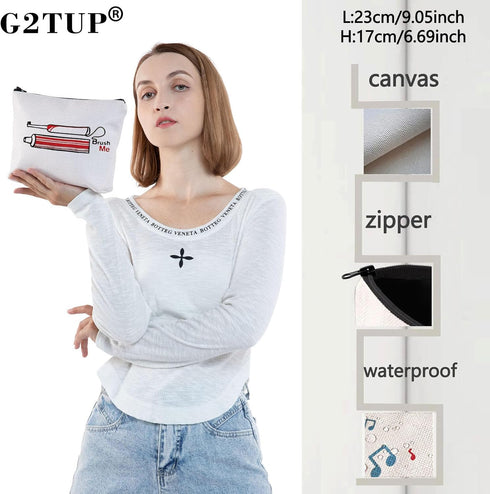 G2TUP Novelty Travel Toothbrush Holder Brush Me Canvas Travel Dopp Kit Toothpaste Organizer Toiletries Bag (Brush Me)...