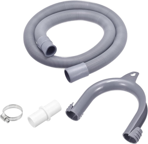 MECCANIXITY Washing Machine Drain Hose Extension Kits 3.28ft Gray for Washing Machine with Extension Adapter, U-Bend Hose Holder, 2 Clamps...