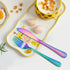 LIANYU 12-Piece Rainbow Kids Silverware Set, Stainless Steel Toddler Utensils, Hammered Preschooler Metal Flatware Cutlery Set, Children Tableware...