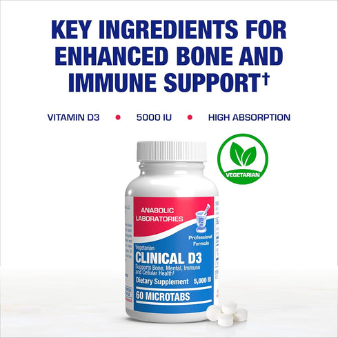 High Strength Vitamin D3 5000 IU - Clinical Formula Vitamin D Supplement for Men and Women for Bone Teeth Muscle Mood and Immune Support - High Ab...