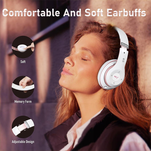 Bluetooth Headphones Over Ear, 6S Foldable Wireless Headphones with 6 EQ Modes, 40 Hours Playtime HiFi Stereo Headset with Mic, Soft Ear Pads, TF/...
