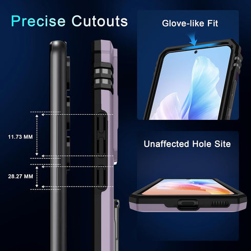 DEERLAMN for Samsung Galaxy S24 Case with Slide Camera Cover+Screen Protector (1 Pack), Rotated Ring Kickstand Military Grade Shockproof Protectiv...