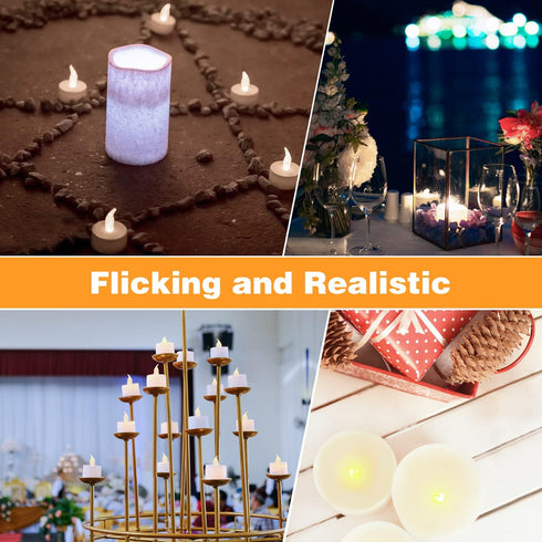LED Tea Lights, 24 Pack Flickering Flameless Tea Lights, Warm White, Last 200H+, Battery Operated Tea Lights for Decoration(24 Pack, Warm White)...