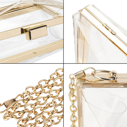 Women Clear Purse, Acrylic Box Evening Clutch Bag, Transparent Rhombus Lady Party Wedding Crossbody Shoulder Handbag...