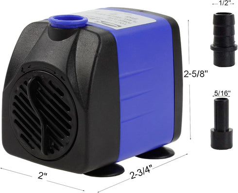AQUANEAT Fountain Pump, 265 GPH Submersible Water Pump with 3.3 ft Tubing, for Aquarium Fish Tank, Water Table, Waterfall, Hydroponics...