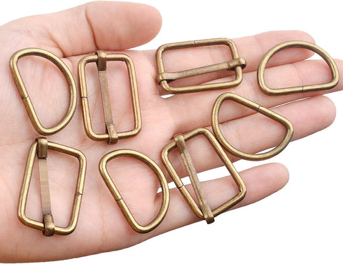 1 inch Metal Buckles, 25pcs Metal D Ring Semi-Circular D Rings and 25pcs Adjustable Slides Buckle for Hardware Belt Bags DIY Craft Accessories - B...