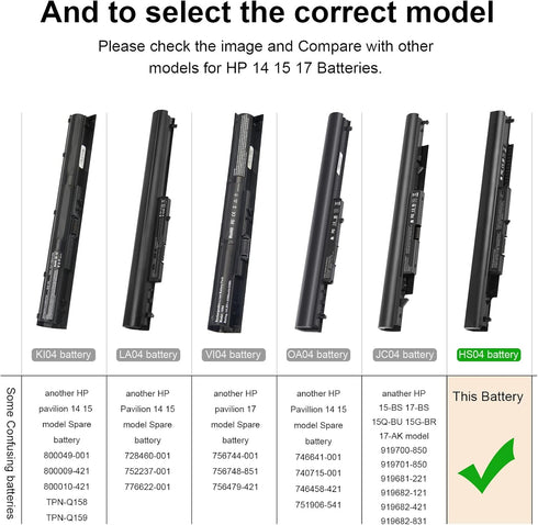 ARyee Laptop Battery Replacement for 807956-001 807957-001 HS04 HS03 807612-421 807611-221 240 G4 HSTNN-LB6U HSTNN-DB7I HSTNN-LB6V TPN-I119 807611...