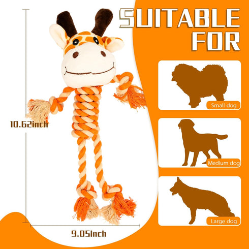Dog Toys, Tough Dog Toys for Puppies and Small-Medium Dogs, Tug of War Dog Toy, Plush Stuffed Animals for Dogs, Rope Dog Toys for Teething and Che...