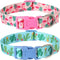 Spring Summer Dog Collar 2 Pack, Flamingos Cactus Print Medium Dog Collar, Hawaiian Collar for Boy Girl Dogs...