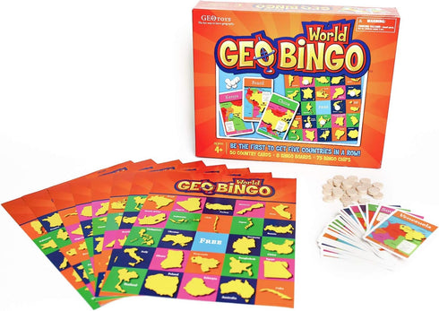 GeoToys GeoBingo, World Bingo for Kids, Geography Game for Home, School, or Camp, Classic Bingo Games for Family, Play & Learn Countries of the Wo...