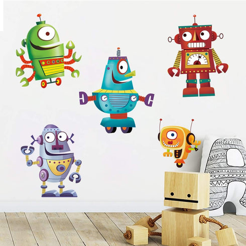 Cartoon Robot Wall Stickers DIY Removable Vinyl Wall Decals Art Decor for Kids Boys Nursery Bedroom Playroom...