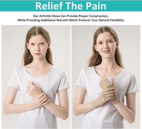 2 Pairs Arthritis Gloves Fingerless Compression Gloves for Relieve Rheumatoid Arthritis, Osteoarthritis, Carpal Tunnel, Joint Pain for Women and M...