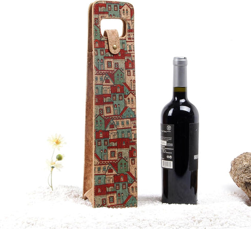 1 Bottle Wine Gift Bag, Reusable Cork Wine Tote Carrier, Champagne Beer Gift Bags for Picnic Beach Party Travel -Good Gifts for Wine Lover...