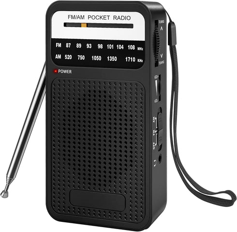 Portable Radio AM FM, Goodes Transistor Radio with Loud Speaker, Headphone Jack, 2AA Battery Operated Radio for Long Range Reception, Pocket Radio...