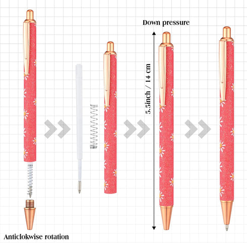 Jutom 16Pcs Fancy Pens for Women Glitter Ballpoint Pens Pretty Cute Sparkly Pen Metal Retractable Writing Pen Black Ink Medium Point 1.0 mm Journa...