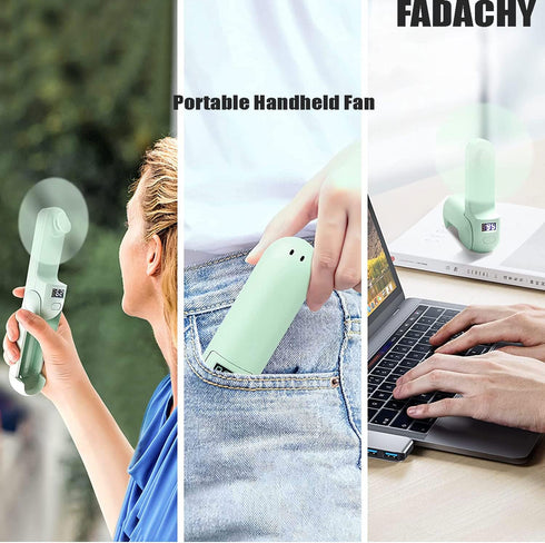 FADACHY Portable Fan Rechargeable,Mini Personal Fan, Handheld Battery Operated Fan,LED Display 14-18 Working Hours 3 IN 1 Folding Hand Fan, Small ...