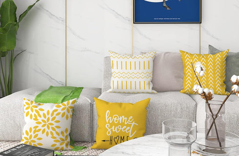 YCOLL Pillow Covers 18x18 Set of 4, Modern Sofa Throw Pillow Cover, Decorative Home Outdoor Linen Fabric Geometric Pillow Case for Couch Bed Car, ...