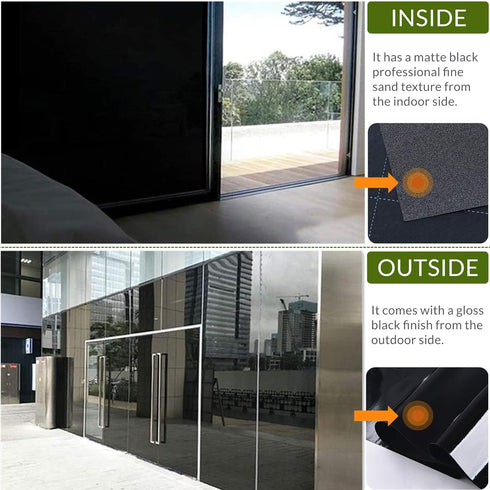 VELIMAX Static Cling Total Blackout Window Film Privacy Room Darkening Window Tint Black Window Cover 100% Light Blocking No Glue (17.7 x 118 inch...