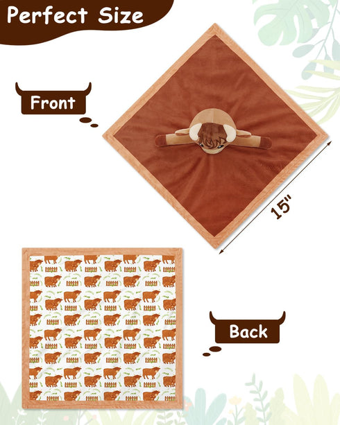 Highland Cow Baby Security Blanket for Boys-Cow baby lovey-Baby Boy Nursery Stuff-Gift for Newborn Boy Baby Shower...