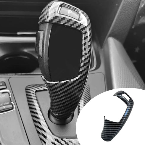 Carbon Fiber Car Gear Shift Knob Cover,Cover Carbon Color ABS Trim fits, Black...