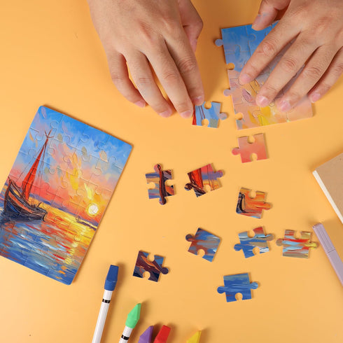 10 Sheets Blank Puzzle, 3.9 x 5.9 Inch Blank Jigsaw Puzzles Blank Puzzles 24 Pieces a Sheet All White Puzzle DIY Puzzle for Activity Wedding Birth...