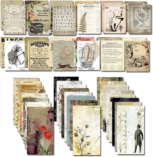Decoupage Paper for Junk Journal TN Traveler's Notebook by CATaireen Double-Sided Vintage Scrapbook Supplies Linen Paper Bookmark Tag Art Bullet E...