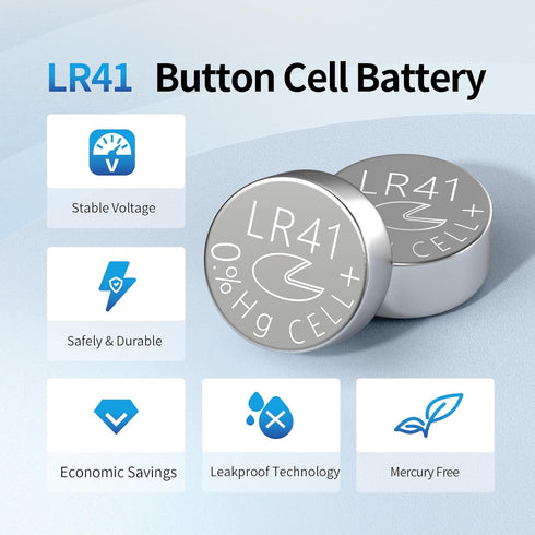 LR 41 Batteries AG3 Button Cell Battery 1.5V Alkaline LR41 Button Batteries for Thermometer (100 Count (Pack of 1))...