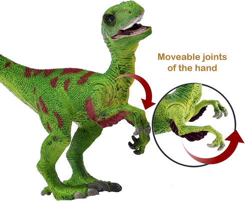 Gemini&Genius Velociraptor Dinosaur Toy for Kids, Velociraptor with Moveable Jaw and Hands, Detail Raptor Action Figure Toy Gift and Dinos World C...