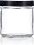 16 oz Large Clear Thick Glass Jar with Black Foam Lined Lid (4 pack)...