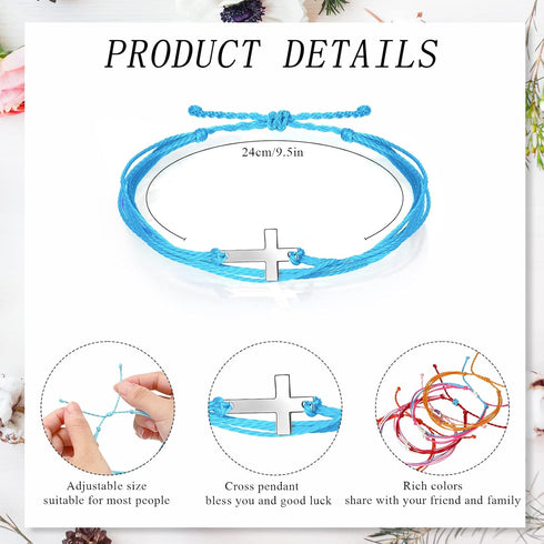 Inbagi 30 Pcs Small Cross Bracelet for Women Men, Friendship Cross Bracelet, Christian Handmade Braided Bracelet, Adjustable Nylon Rope Cross Brac...