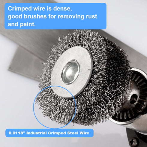 2 Pack 2 Inch Wire Brush Wheel for Drill, 0.0118" Coarse Crimped Carbon Steel Wire,1/4 Inch Round Shank, Wire Brush Drill Attachments,Heavy Duty W...
