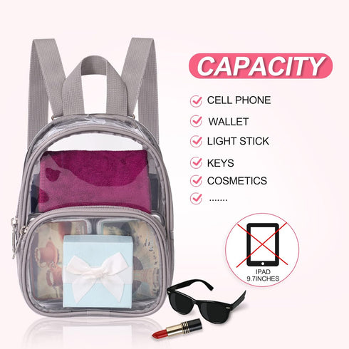 USPECLARE Clear Mini Backpack Stadium Approved for Little Boys & Girls, Transparent Backpack for Concert, Festival, Sport Events...