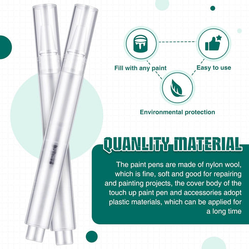 Touch Up Paint Pens 2 in 1 Pack Refillable Brush Pen Empty Oil Pen Transparent Paint Pen for Touch Up Wall Cabinets Furniture Wood(3 ml, 4 Pieces)...