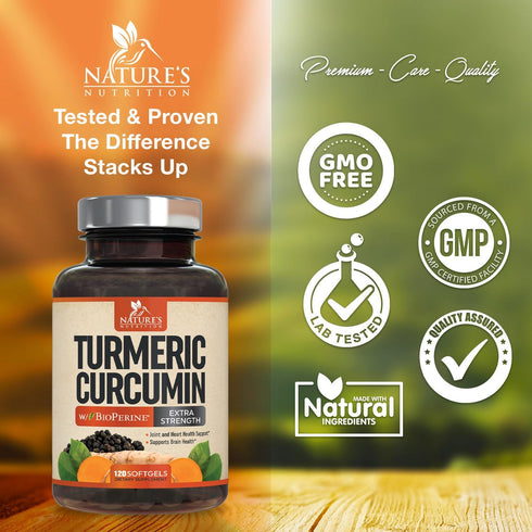 Turmeric Curcumin with BioPerine 95% Standardized Curcuminoids 1500mg - Black Pepper Extract for Max Absorption, Nature's Joint Support Supplement...