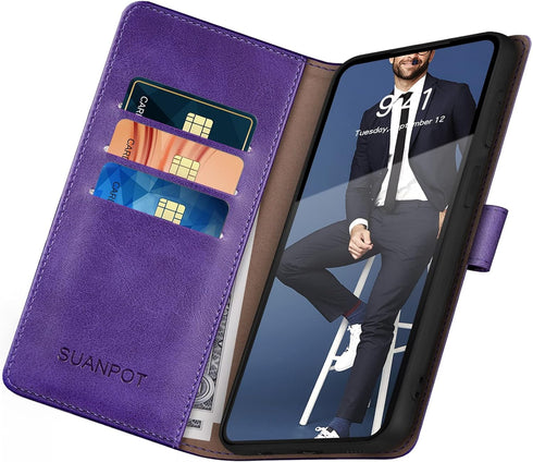 SUANPOT for Samsung Galaxy S22 Ultra with RFID Blocking Leather Wallet case Credit Card Holder,Flip Folio Book Phone case Shockproof Cover Women M...