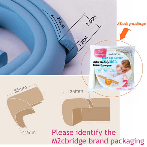 M2cbridge L Shape Extra Thick Furniture Table Edge Protectors Foam Baby Safety Bumper Guard 6.5 Ft (Black with 4 Corners)...