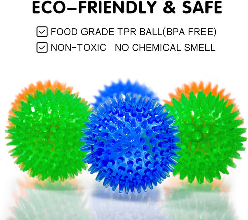 Squeaky Fetch Spike Balls TPR Toys for Pet Small Dogs Puppy Rubber 6 Pack Bright Colors Chew Teething Toys...