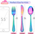 LIANYU 12-Piece Rainbow Kids Silverware Set, Stainless Steel Toddler Utensils, Hammered Preschooler Metal Flatware Cutlery Set, Children Tableware...