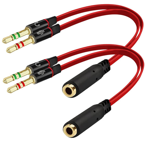 SaiTech IT 3.5 mm Exclusives Headphone Splitter for Computer 3.5mm to 2 Dual Mic Audio Y Splitter Cable Smartphone Headset to PC Adapter, Tablet (...