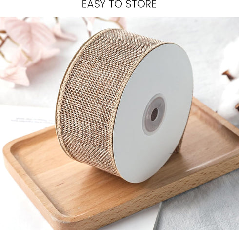 VGOODALL Burlap Wired Ribbon, 2 Inch x 12 Yard Wired Edge Ribbon Brown Burlap Ribbon for Crafts Gift Wrapping Wreath Home Decor...