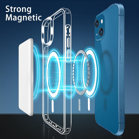 Magnetic Case Compatible with iPhone 13 Mini Case, Compatible with MagSafe Wireless Charging, Transparent Anti-Scratch Back Shockproof Protective ...