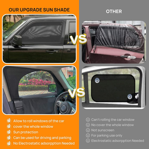 Kaskawise 2 Pack Front Car Window Shades,Elastic Breathable Mesh Side Sun Shade for Driver,Car Window Screen for Camping,Car Window Cover Fits SUV...
