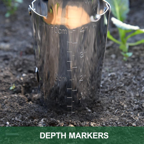 Bulb Planter Garden Tool with 4" Depth Measurment - Ideal for Planting Bulbs Tulips, Daffodils, Dahlias, Garlics - Perfect for Digging Holes, Soil...