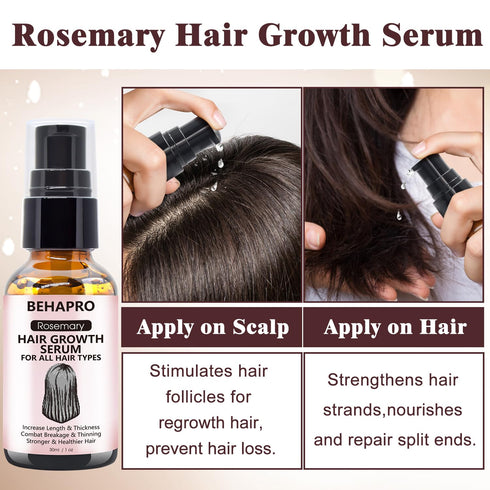 Rosemary Oil Hair Growth Serum w/Hair Growth Shampoo,Biotin Castor Oil Argan Oil Hair Growth Products for Thinning Hair & Hair Loss,Womens Gifts f...